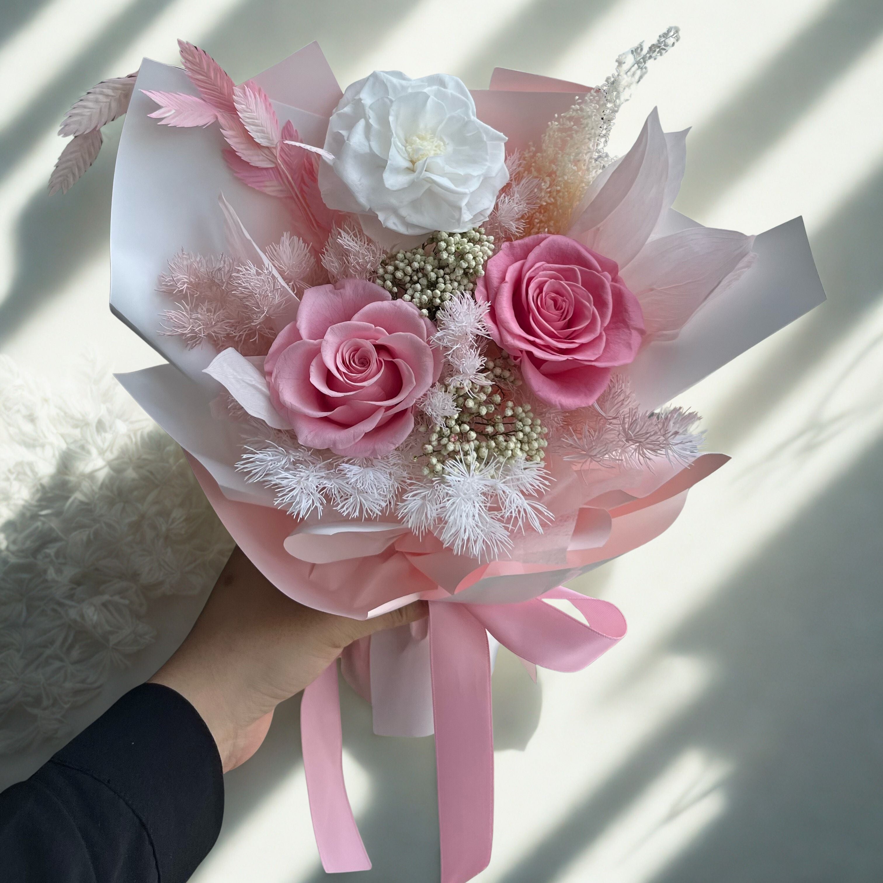 Just You Preserved Roses Bouquet - Pink Romantic