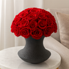 Preserved Roses Arrangement in Black Ceramic Vase – Red Roses