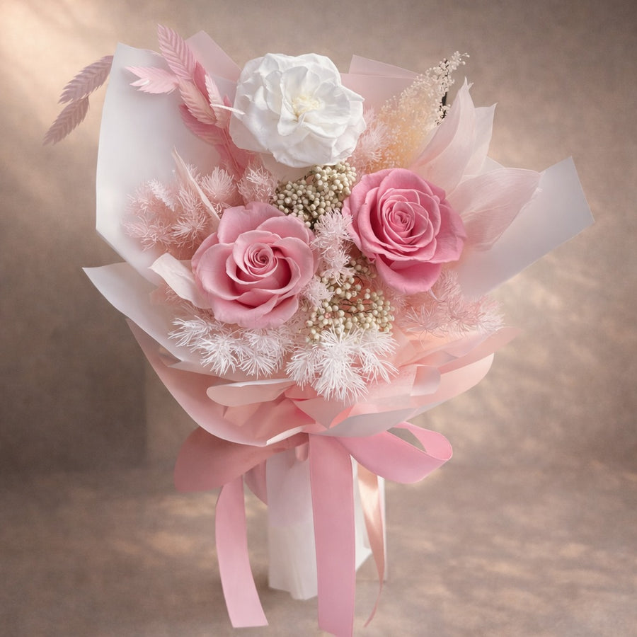 preserved roses gift bouquet pink,  long lasting roses，preserved roses gift for Mother’s Day, 