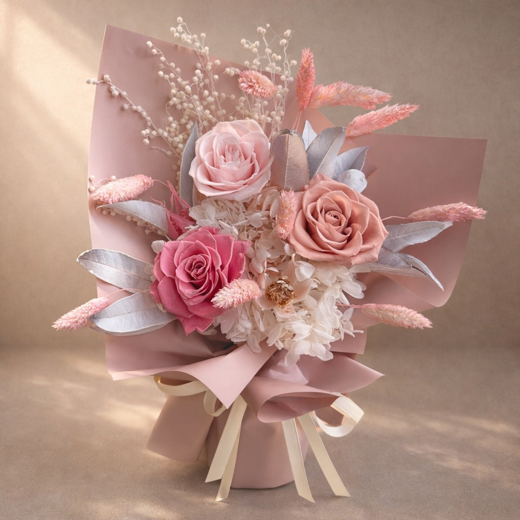 preserved roses gift bouquet pink,  ready to gift, Australia