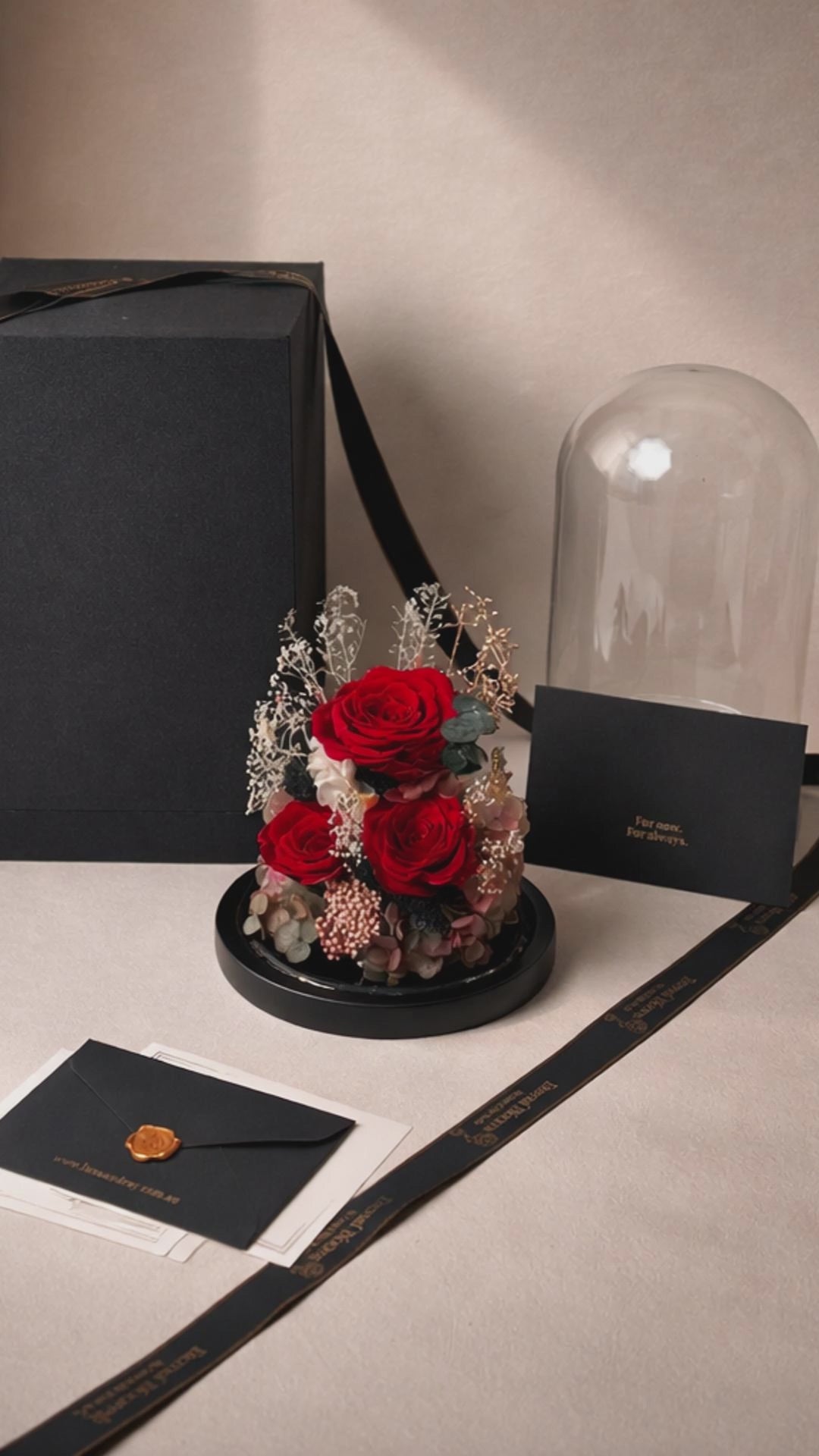 3 red preserved rose glass dome gift unboxing video