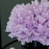 Close-up of a purple preserved carnation flower against a dark background