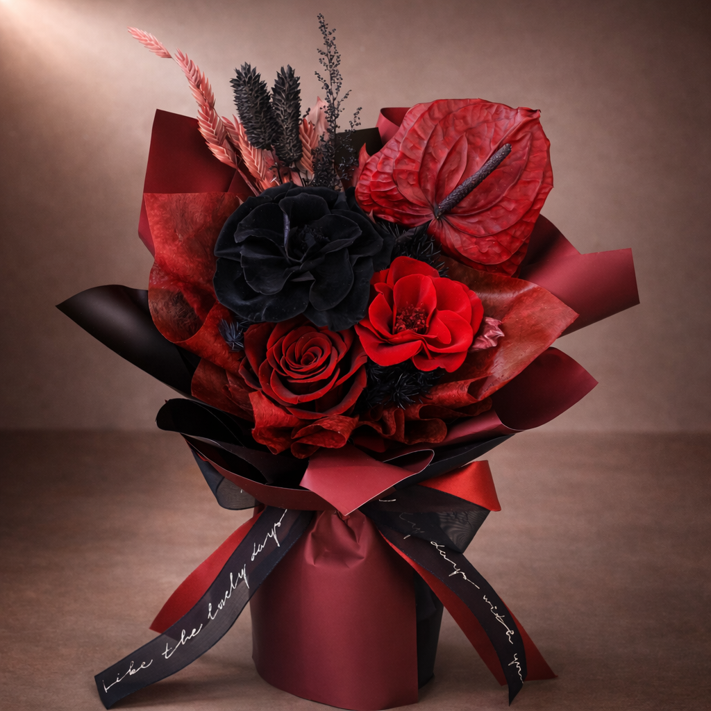 The Anthurium Bloom - Eternal Rose Bouquet