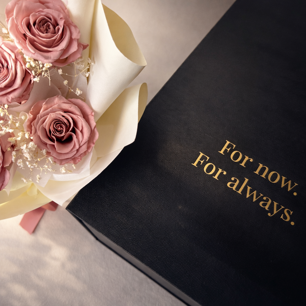 luxury preserved roses gift box, elegant floral display