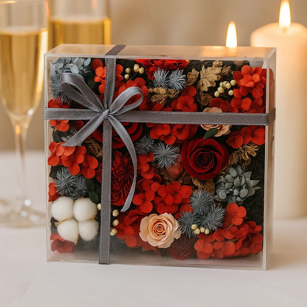 Crimson Reverie Preserved Roses Gift Box