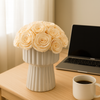 Preserved Roses Arrangement in White Ceramic Vase – Champagne Roses
