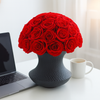 Preserved Roses Arrangement in Black Ceramic Vase – Red Roses