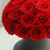 Preserved Roses Arrangement in Black Ceramic Vase – Red Roses